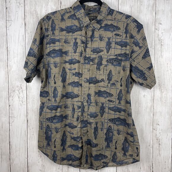 Eddie Bauer Shirt Men Medium Multi Fishing Button Down Classic Fit Outdoor Camp - Picture 1 of 9